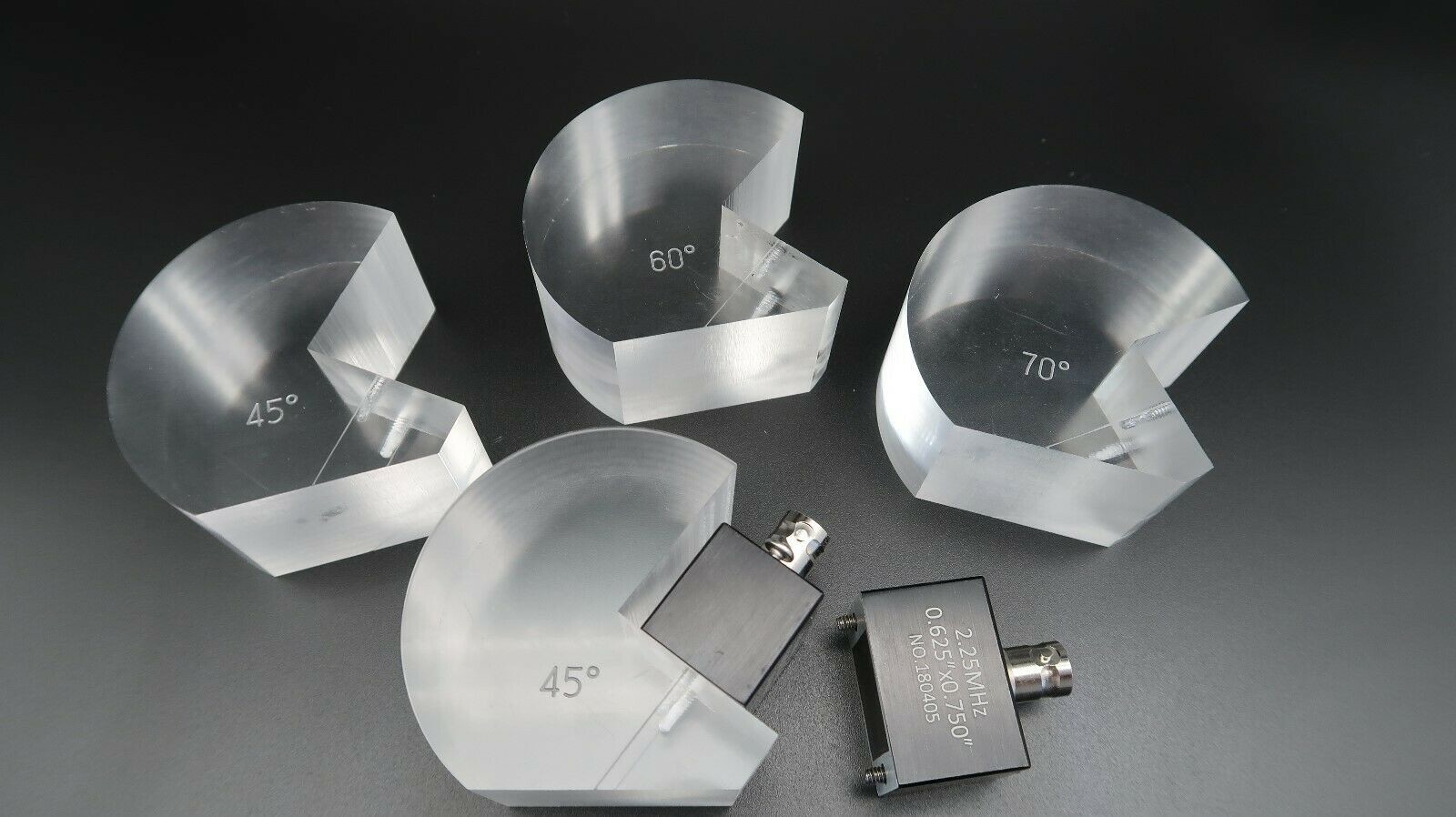 2.25 Mhz Ultrasonic Transducer / Aws Wedge Probe 70 60 45 For