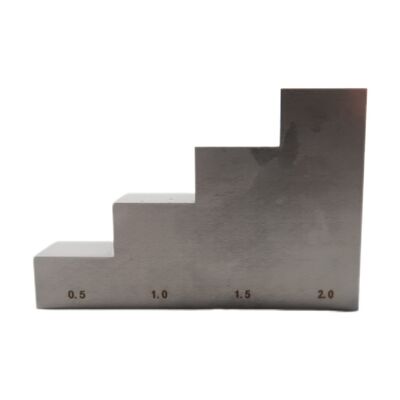 304 Stainless Steel 4 Step Calibration Block with 0.5''-1.0''-1.5''-2.0'' Thickness and 0.75"(L)X0.75"(W) Step Size for Ultrasonic Thickness Gauge