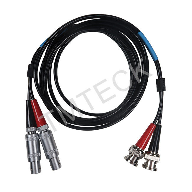 Black Dual RG174 LEMO 1 To BNC Krautkramer Cable